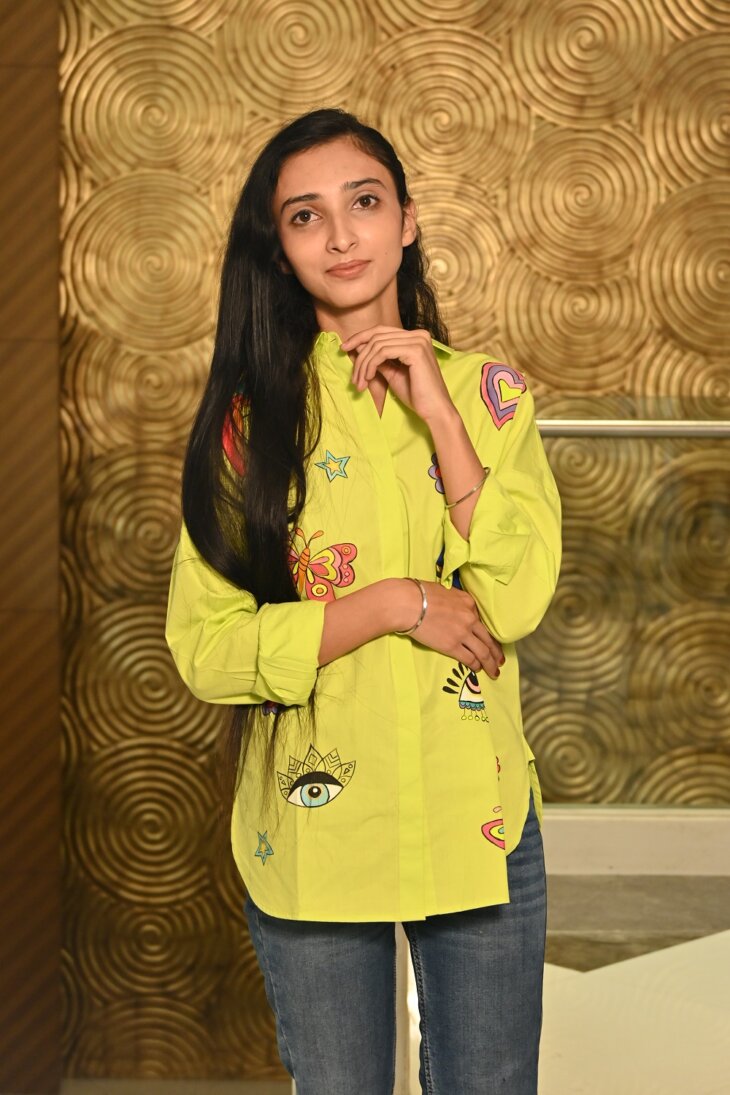 Lime Shirt With Funky Bold Patterns - Image 3