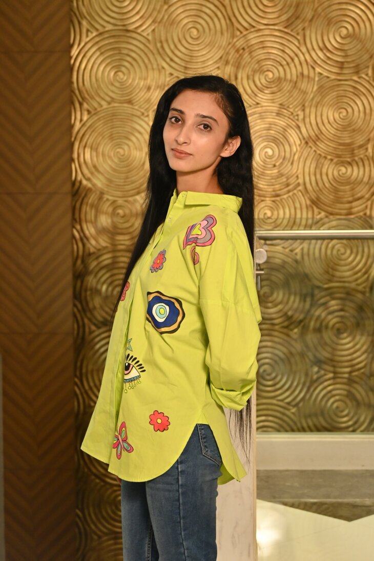 Lime Shirt With Funky Bold Patterns - Image 2